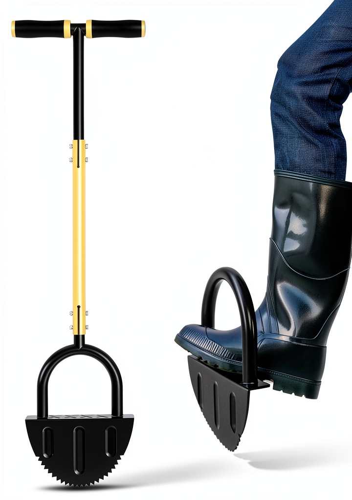 Installing Manual Lawn Edger GardenPro Steel Blade Hand Tool on a wooden desk