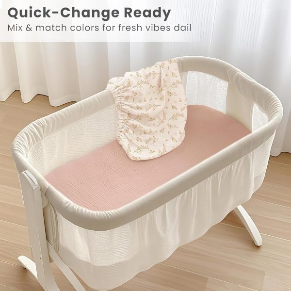 Konssy Soft Bassinet Sheets Cotton Muslin-4