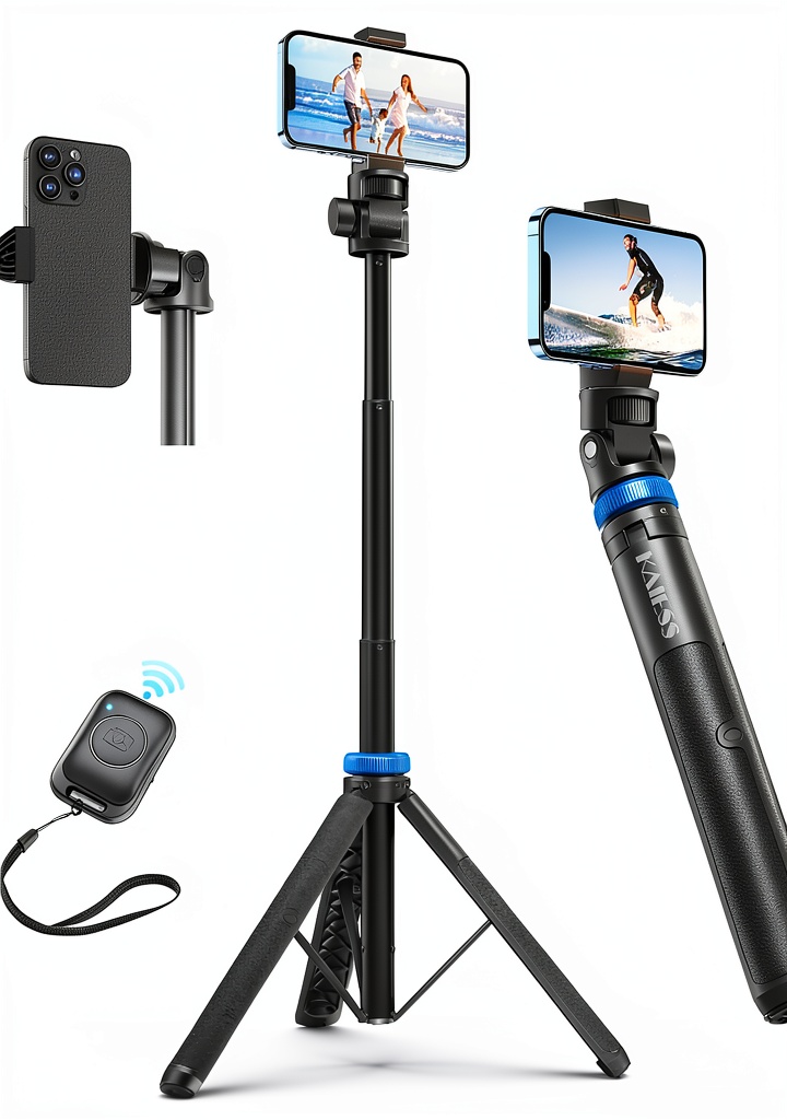 Kaiess phone tripod in use