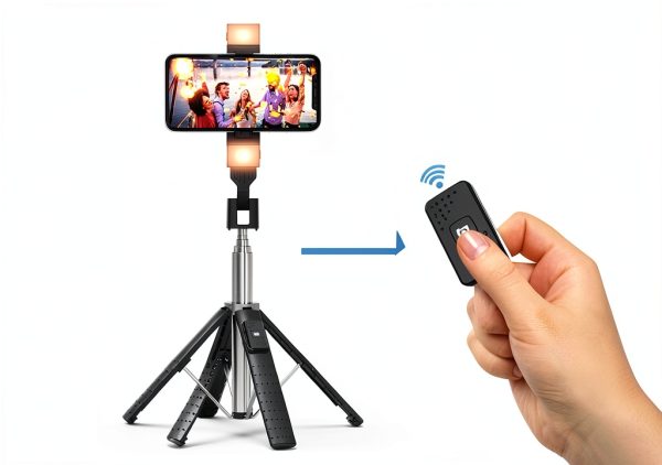 Selfie Stick Sanyaa Quad Light Bluetooth Remote-2