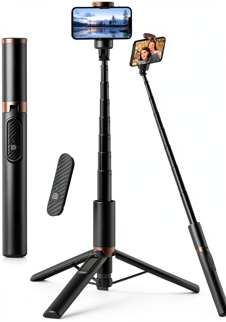 TONEOF tripod selfie stick extended on a beach