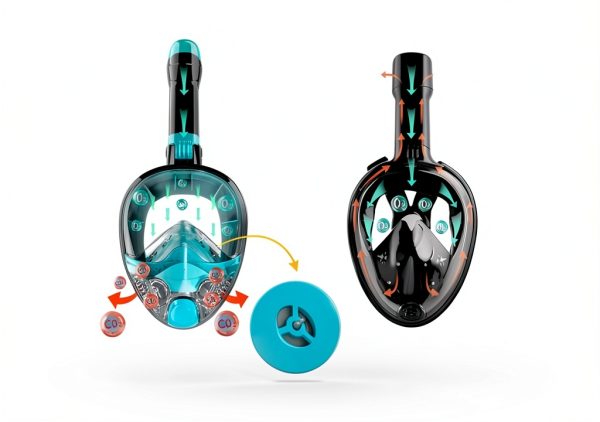 Hydroview Adult Full Face Snorkel Mask Black Green+Black-3