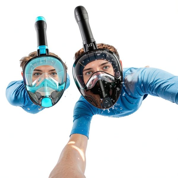 Hydroview Adult Full Face Snorkel Mask Black Green+Black-1