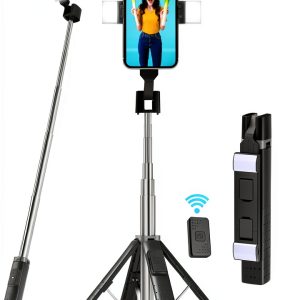 Selfie Stick Sanyaa Quad Light Bluetooth Remote-0