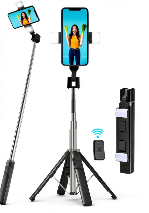 Selfie Stick Sanyaa Quad Light Bluetooth Remote-0