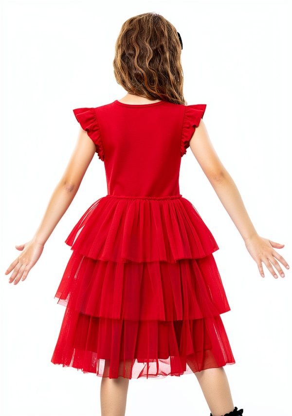 Princess Charm Girls Tulle Dress with Ruffle Sleeves Soft Cotton Lined-8