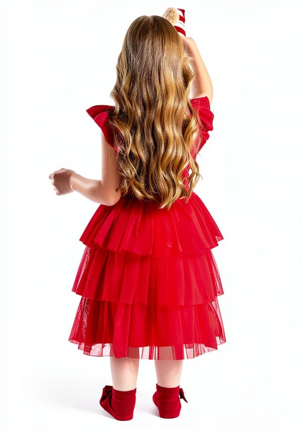 Princess Charm Girls Tulle Dress with Ruffle Sleeves Soft Cotton Lined-2