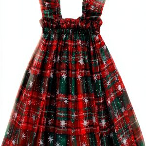 Toddler Christmas Dress LittleJoy Girls Dress Red Green Plaid 3-4T-0
