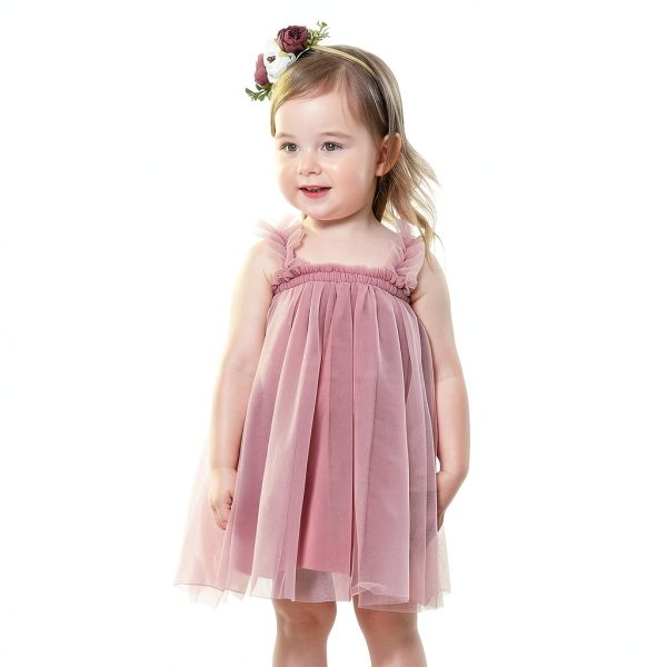 KidsWear First Birthday Girl Dress with Tutu Skirt and Headband-2