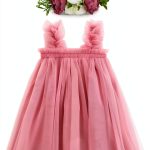 KidsWear First Birthday Girl Dress with Tutu Skirt and Headband-0