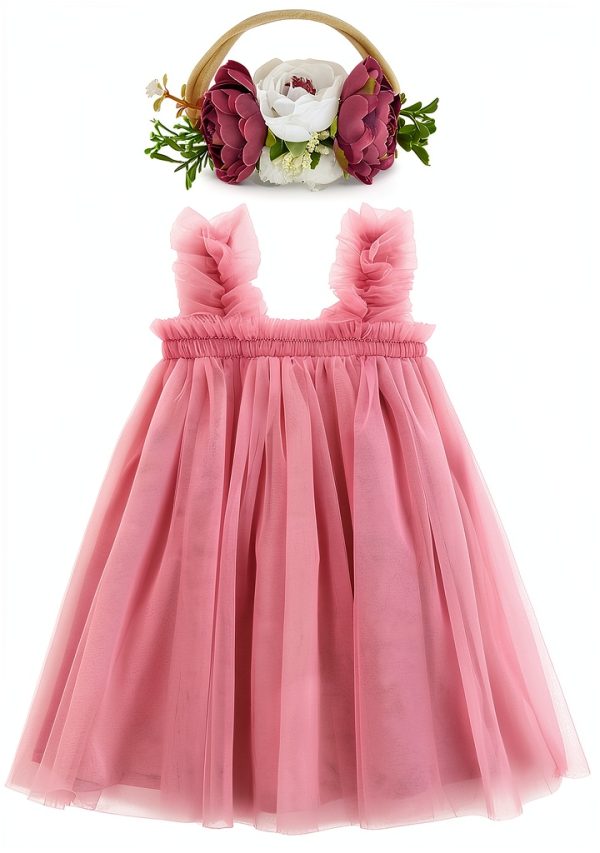 KidsWear First Birthday Girl Dress with Tutu Skirt and Headband-0