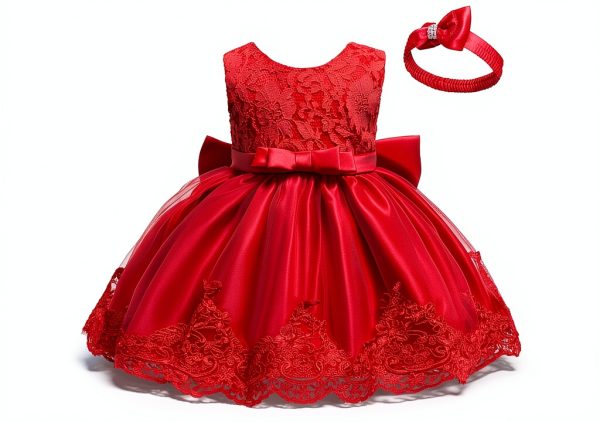 Little Princess Toddler Girls Wedding Dress with Lace Embroidery-2