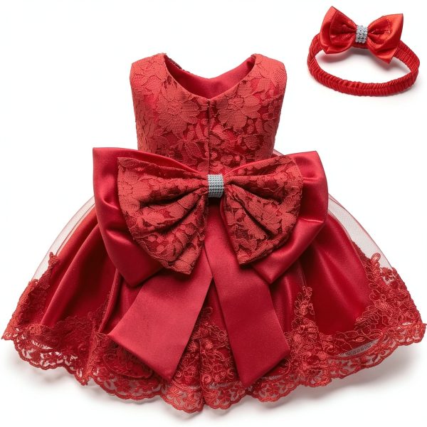 Little Princess Toddler Girls Wedding Dress with Lace Embroidery-0