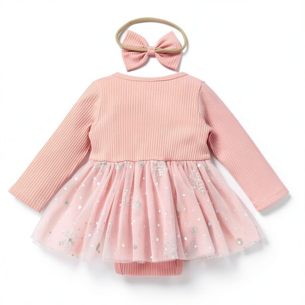 Little Sprout Girls 1st Birthday Outfit Pumpkin & Snowflake Romper Set-4