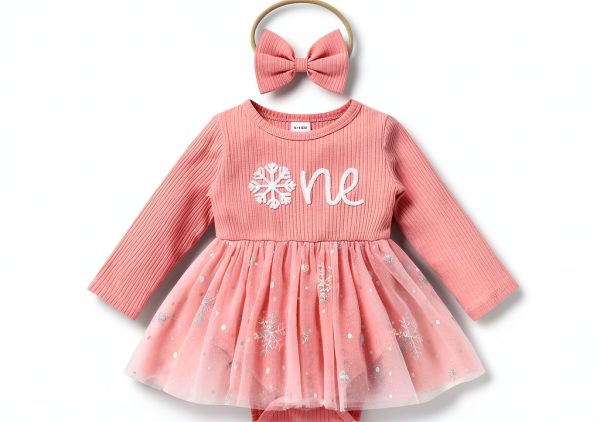 Little Sprout Girls 1st Birthday Outfit Pumpkin & Snowflake Romper Set-0