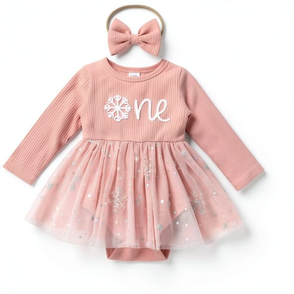 Little Sprout Girls 1st Birthday Outfit Pumpkin & Snowflake Romper Set-5