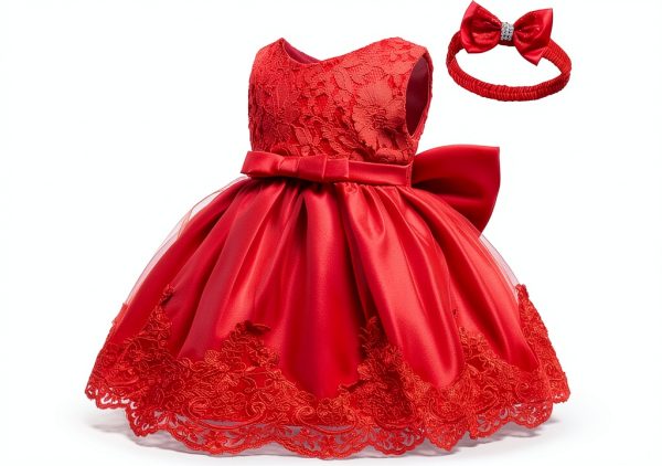 Little Princess Toddler Girls Wedding Dress with Lace Embroidery-1