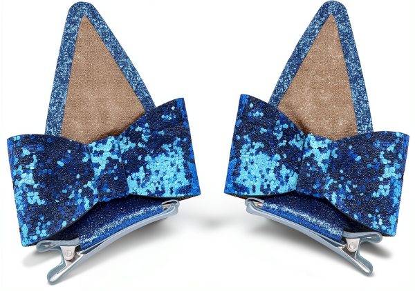 Blue Birthday Dress for Toddler Girls Sparkly Tutu with Dog Ear Clips-3