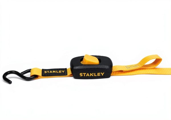 STANLEY S2002 Black/Yellow 1" x 10' Enclosed Cam-Buckle Tie Down Straps - 400 lb Safe Working Load / 1,200 lb Break Strength, 4 Pack-1