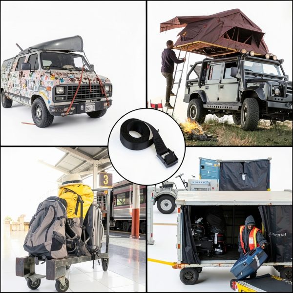 Tie Down Straps DSHTP Heavy Duty Nylon Lashing Straps 3.3ft Black-5