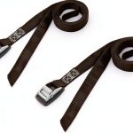 PowerTye Lashing Straps 1in x 4ft Cam Buckle Rubber Pad Black 2 Pack-0