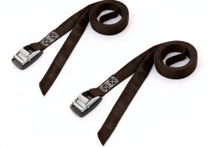 PowerTye Lashing Straps 1in x 4ft Cam Buckle Rubber Pad Black 2 Pack-0