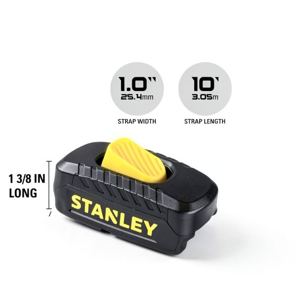STANLEY S2002 Black/Yellow 1" x 10' Enclosed Cam-Buckle Tie Down Straps - 400 lb Safe Working Load / 1,200 lb Break Strength, 4 Pack-5