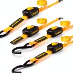 STANLEY S2002 Black/Yellow 1" x 10' Enclosed Cam-Buckle Tie Down Straps - 400 lb Safe Working Load / 1,200 lb Break Strength, 4 Pack-0