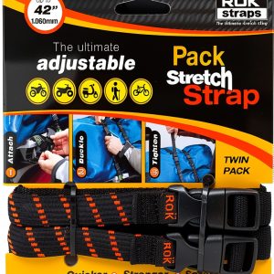 ROK Straps ROK-10306 Black/Orange 12" - 42" Pack Adjustable Stretch Strap-0