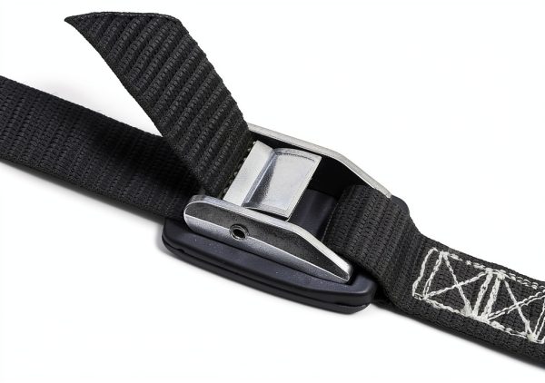 PowerTye Lashing Straps 1in x 4ft Cam Buckle Rubber Pad Black 2 Pack-2