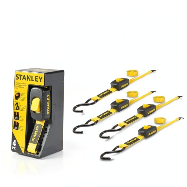 STANLEY S2002 Black/Yellow 1" x 10' Enclosed Cam-Buckle Tie Down Straps - 400 lb Safe Working Load / 1,200 lb Break Strength, 4 Pack-8