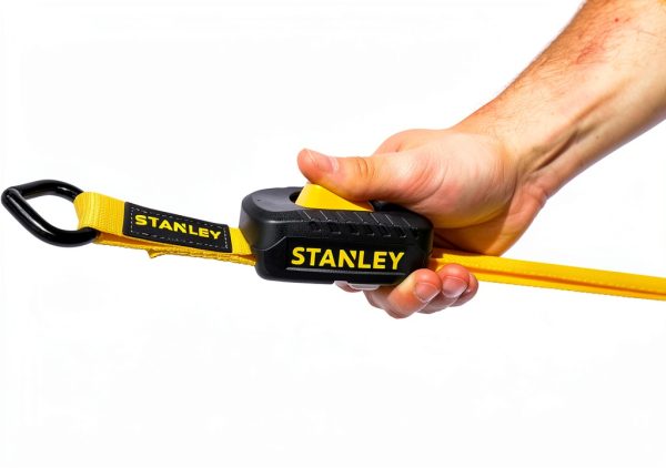 STANLEY S2002 Black/Yellow 1" x 10' Enclosed Cam-Buckle Tie Down Straps - 400 lb Safe Working Load / 1,200 lb Break Strength, 4 Pack-10