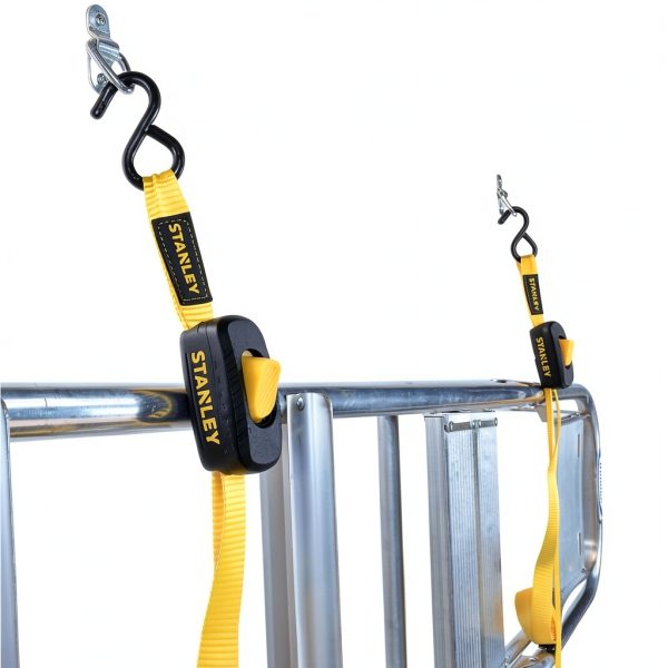 STANLEY S2002 Black/Yellow 1" x 10' Enclosed Cam-Buckle Tie Down Straps - 400 lb Safe Working Load / 1,200 lb Break Strength, 4 Pack-6