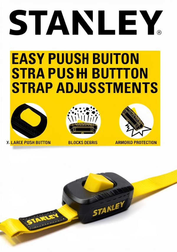 STANLEY S2002 Black/Yellow 1" x 10' Enclosed Cam-Buckle Tie Down Straps - 400 lb Safe Working Load / 1,200 lb Break Strength, 4 Pack-2